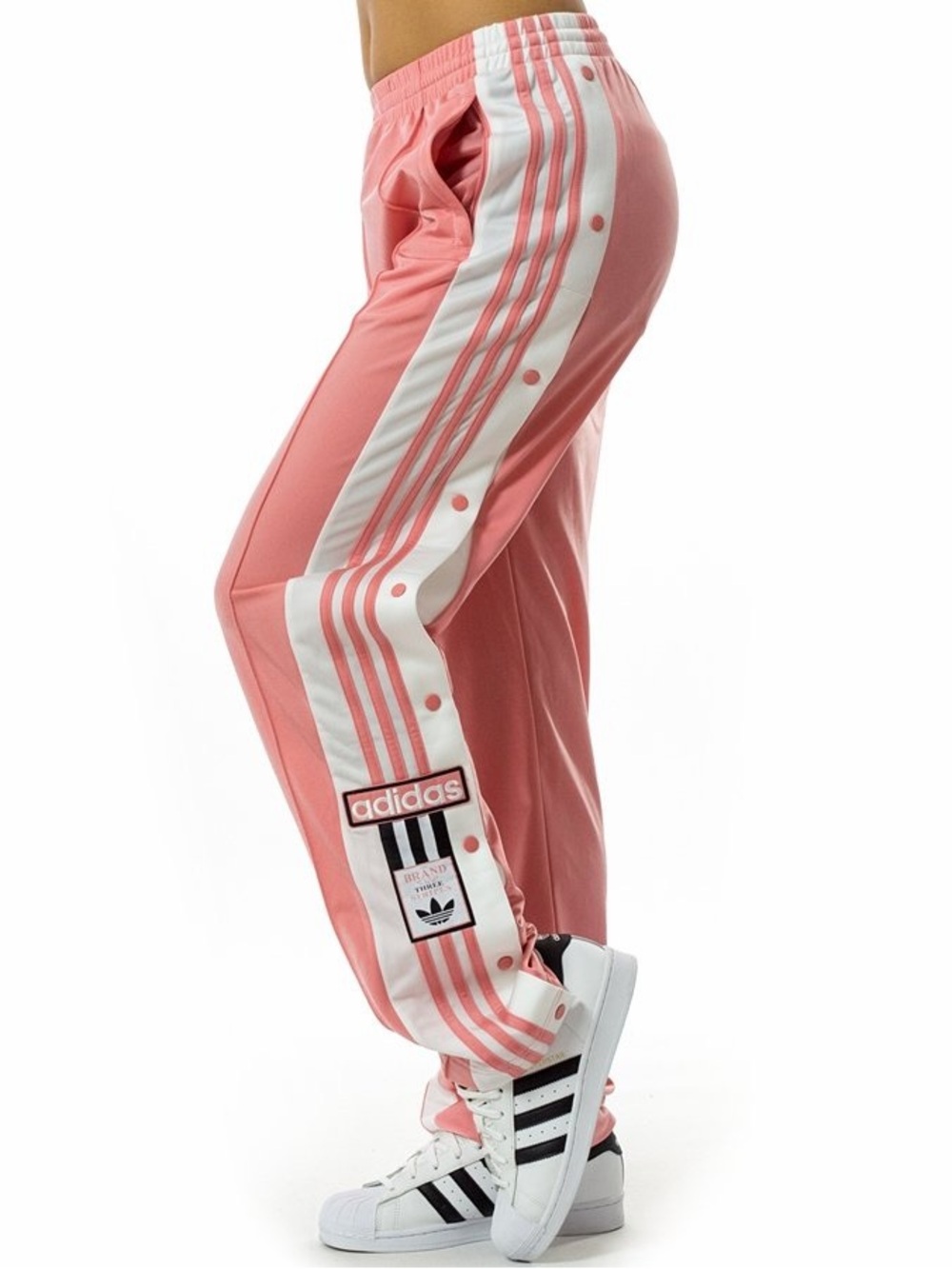adidas Pink Track Pants with White Side Stripes - Picture 3 of 7